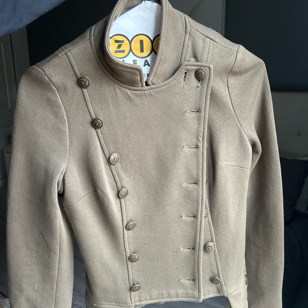 Free People Tan Double-Breasted Blazer